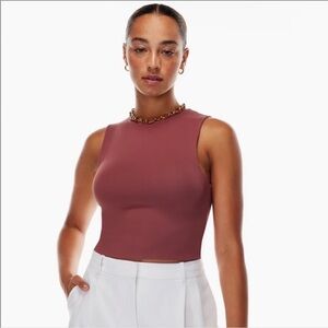 Aritzia Babaton Contour Muscle Crop Tank in Brown